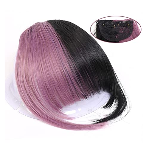 Pony Haarspange Französischer Pony, Clip-in-Pony, dicke, gebogene Pony-Verlängerungen, 15,2 cm kurze, synthetische Pony-Fransen mit Schläfen-Haarteilen for Frauen und Mädchen Haarstücke (Color : 003 von WAOCEO