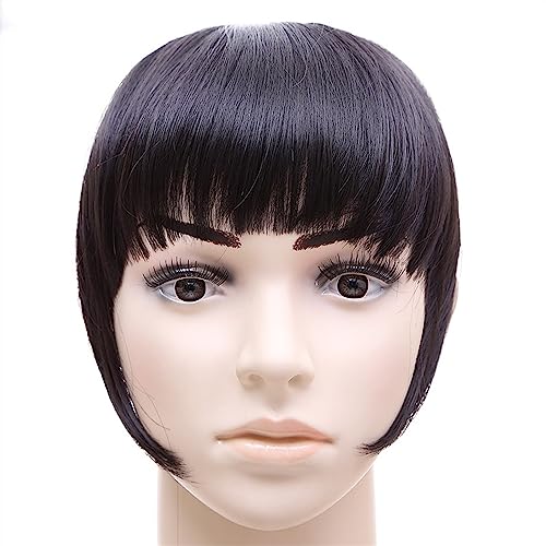 Pony Haarspange Gefälschte Blunt Air Bangs Haar Clip-in Verlängerung synthetische gefälschte Fransen natürliche falsche Haarteil for Frauen Clip in Pony Haarstücke (Color : B3 2) von WAOCEO