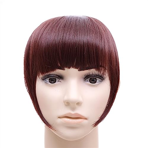 Pony Haarspange Gefälschte Blunt Air Bangs Haar Clip-in Verlängerung synthetische gefälschte Fransen natürliche falsche Haarteil for Frauen Clip in Pony Haarstücke (Color : B3 33) von WAOCEO