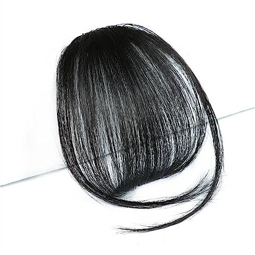 Pony Haarspange Haarspange mit Pony, synthetisches Clip-in-Haar, Air Bangs, Haarteil, Schwarzbraun, Extensions, Mini-Fake-Bangs-Haarteil for Frauen Haarstücke (Color : 18-2) von WAOCEO