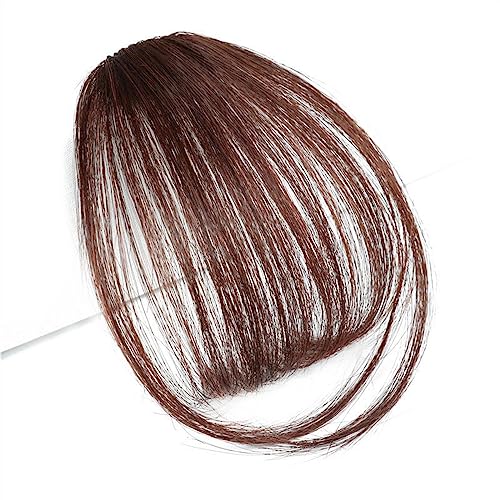 Pony Haarspange Haarspange mit Pony, synthetisches Clip-in-Haar, Air Bangs, Haarteil, Schwarzbraun, Extensions, Mini-Fake-Bangs-Haarteil for Frauen Haarstücke (Color : 18-2M33) von WAOCEO