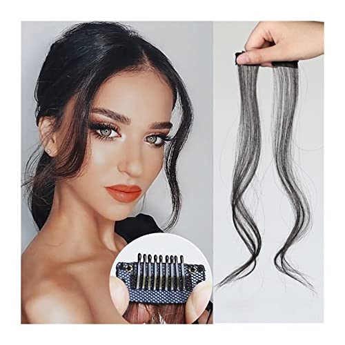 Pony Haarspange Lange seitliche Air Bangs, gewellte lockige Clip-in-Pony Vorderseite seitlicher Pony for den täglichen Gebrauch for Frauen, 2-teiliges Set, lange Schläfen, natürlicher, synthetischer, von WAOCEO