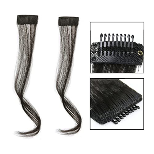 Pony Haarspange Long Side Air Bangs, 2pcs 30/35CM Front Side Bangs Wellig Curly Clip in Bangs Synthetic Long Dragon Bart Bangs Haarverlängerungen for Frauen Haarstücke (Color : 4, Size : 30cm 3g) von WAOCEO