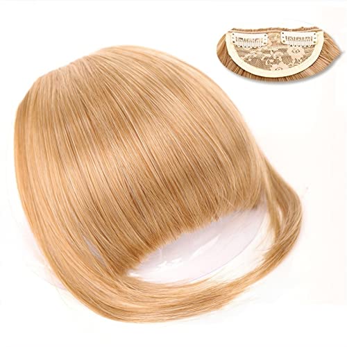 Pony Haarspange Natürlicher, gerader, synthetischer, stumpfer Pony, Haarverlängerungen, 15,2 cm, kurzes, glattes Haarteil, vorne, ordentlicher Knall, Clip-In-Vollpony for Frauen Haarstücke (Color : S von WAOCEO