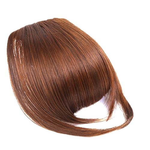 Pony Haarspange Natürlicher, gerader, synthetischer, stumpfer Pony, Haarverlängerungen, 15,2 cm, kurzes, glattes Haarteil, vorne, ordentlicher Knall, Clip-In-Vollpony for Frauen Haarstücke (Color : S von WAOCEO