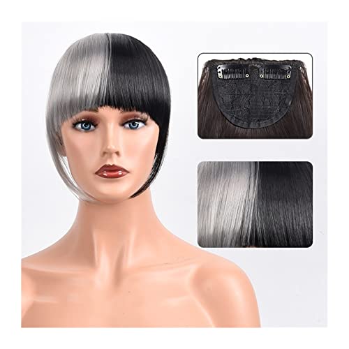 Pony Haarspange Synthetische, hitzebeständige, gefälschte Pony-Französisch-Pony-Haarteil-Clip in dickem, natürlichem, geradem Pony mit Bügeln for Frauen und Mädchen Haarstücke (Color : 123-01, Size von WAOCEO