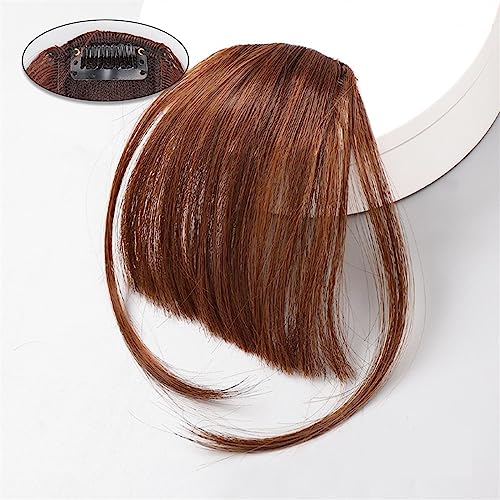 Pony Haarspange Synthetische Air Bangs, Haarverlängerungen Wispy Bangs Clip, Mädchen Natural Bangs Haarteil Clip Haarverlängerung Perücke, gebogene Pony Haarstücke (Color : NC/4HL) von WAOCEO