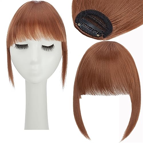 Pony Haarspange Synthetische Fake Blunt Air Bangs Clip In Haarverlängerungen Fake Fringe Falsches Haarteil for Frauen Clip In Bangs Fake Hair Haarstücke (Color : 30) von WAOCEO