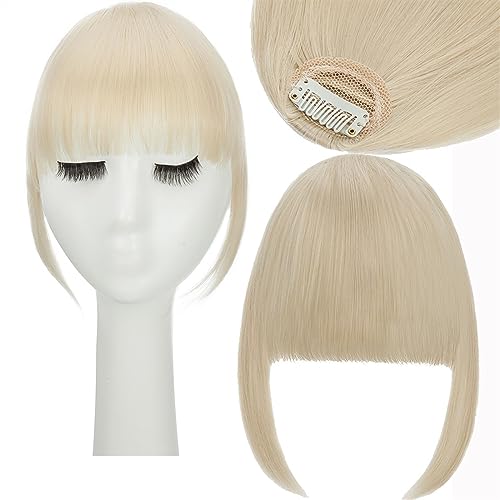 Pony Haarspange Synthetische Fake Blunt Air Bangs Clip In Haarverlängerungen Fake Fringe Falsches Haarteil for Frauen Clip In Bangs Fake Hair Haarstücke (Color : 613C) von WAOCEO