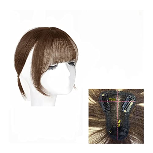 Pony Haarspange Transparente Schweizer Spitze Echthaar Pony Clip In Fransen Haarteile Verlängerung for Frauen Atmungsaktiv Remy Haar Pony Topper Menschliches Echthaar Flacher Pony Haarstücke (Color : von WAOCEO