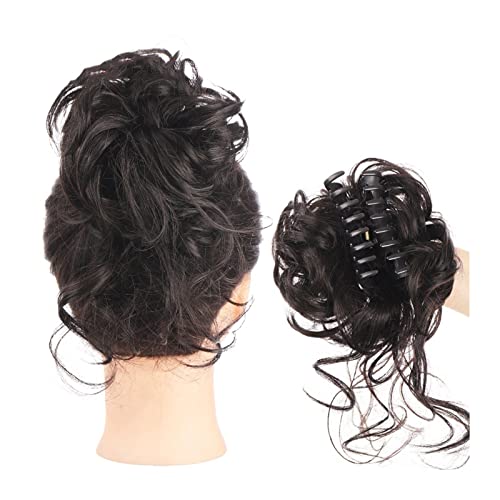 Unordentlicher Haarknoten 1PCS synthetische lockige gewellte Haarteile Klaue Clip in Dish Haar Klaue Dutt Chignon for Frauen unordentliche lockige Haarknoten Haargummis Verlängerung Pferdeschwanz-Haar von WAOCEO