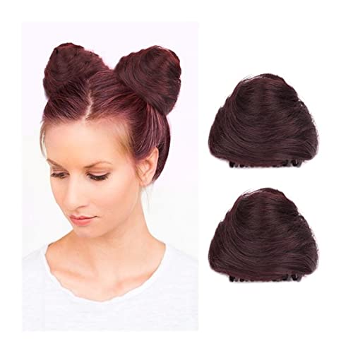 Unordentlicher Haarknoten 2 Stück Donut-Chignon-Kunsthaarteile, Dutt-Verlängerung, Mini-Klauen-Clip in unordentlicher Haar-Dutt-Verlängerung, Perücke, Zubehör for Frauen und Mädchen, Katzenohren-Haar von WAOCEO