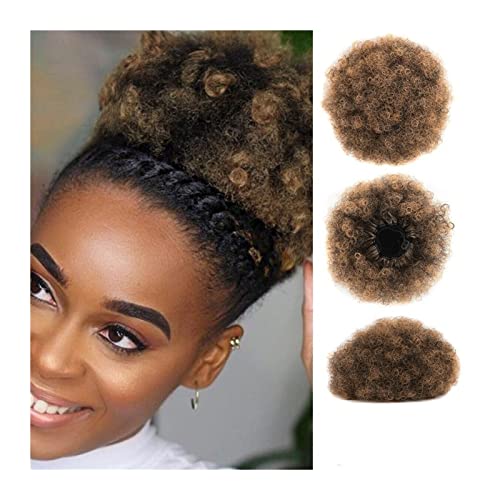 Unordentlicher Haarknoten Haarteile Hochsteckfrisur for schwarze Frauen und Mädchen, Afro-Puff-Pferdeschwanzverlängerung mit Kordelzug, verworrenes lockiges Dutt-Haar, Chignon-Synthetik-Kurzverlängeru von WAOCEO