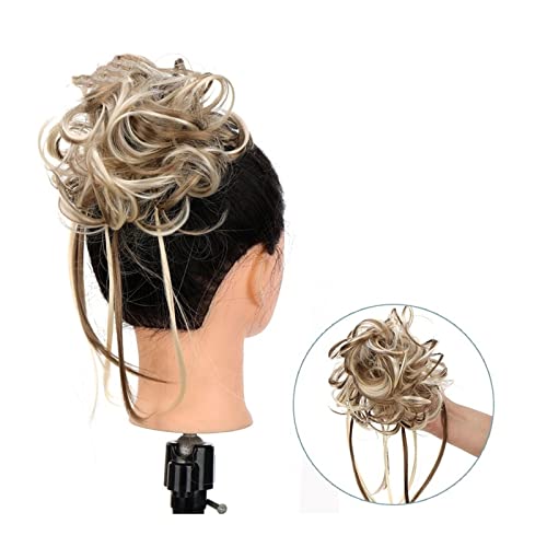 Unordentlicher Haarknoten Scrunchie-Pferdeschwanz-Haarteile mit elastischem Haarband for Frauen und Mädchen, unordentliches Dutt-Haarteil, superlange, zerzauste Hochsteckfrisur, Haarknoten-Verlängerun von WAOCEO