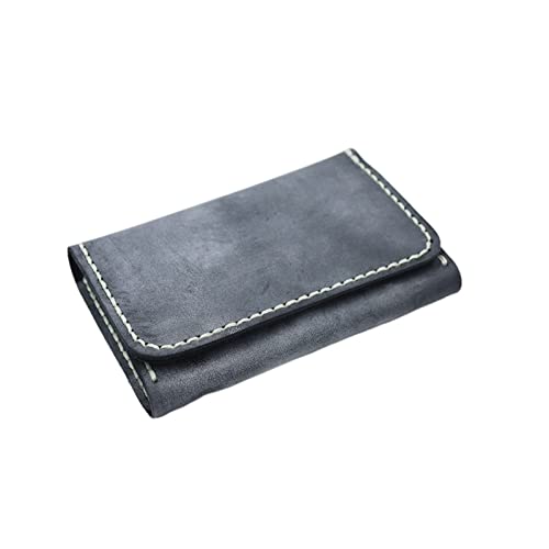 Visitenkartenetui Mist Wax Leather Manueller Visitenkartenhalter Leder Einfacher Multifunktions-Visitenkartenhalter mit großer Kapazität Zero Wallet Geschäftskartenhalter (Color : Grigio) von WAOCEO