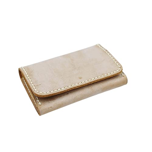 Visitenkartenetui Mist Wax Leather Manueller Visitenkartenhalter Leder Einfacher Multifunktions-Visitenkartenhalter mit großer Kapazität Zero Wallet Geschäftskartenhalter (Color : White) von WAOCEO