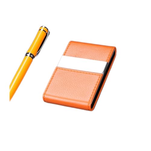 Visitenkartenetui Visitenkartenetui Leder Große Kapazität Visitenkartenhalter Herren Damen Tragbarer Kartenhalter Bankkartenhalter Tragbarer Visitenkartenhalter Geschäftskartenhalter ( Color : Orange von WAOCEO