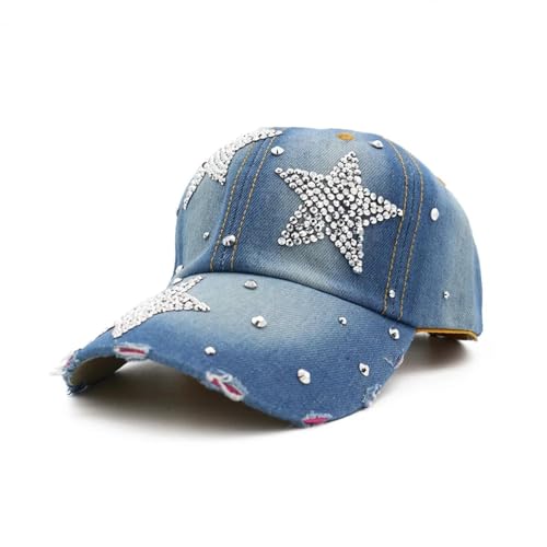 WAOCEO Herren Kappe Hut Damen Hut Cowboy Damen Kappe Sommer Stil Jeans Hut Cowboy Hut Baseball Hüte Verstellbare Deepblue von WAOCEO