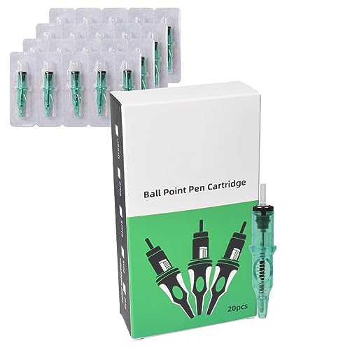 20 Stück Üben Tattoo Nadeln, Tattoo Cartridge Nadeln Zum Punktieren und Üben auf Papier, Tattoo Erstellung auf Papier, Round Liner Cartridges, Tattoo Kartuschen Nadeln (green) von WAONIQ