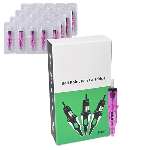 20 Stück Üben Tattoo Nadeln, Tattoo Cartridge Nadeln Zum Punktieren und Üben auf Papier, Tattoo Erstellung auf Papier, Round Liner Cartridges, Tattoo Kartuschen Nadeln (pink) von WAONIQ