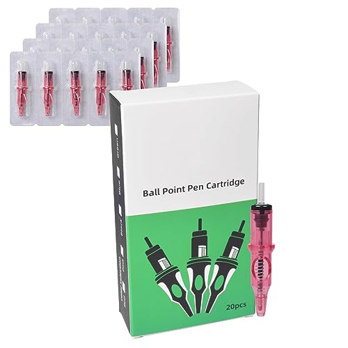 20 Stück Üben Tattoo Nadeln, Tattoo Cartridge Nadeln Zum Punktieren und Üben auf Papier, Tattoo Erstellung auf Papier, Round Liner Cartridges, Tattoo Kartuschen Nadeln (red) von WAONIQ