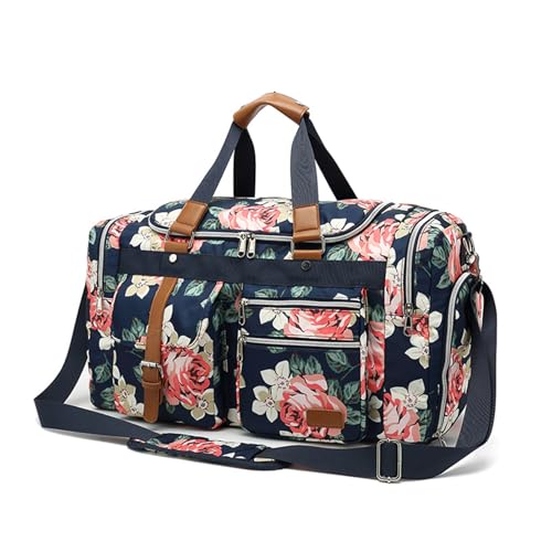 Duffel Reisetasche Sports Totentasche für Frauen Trolley Ärmel Weekend über Nacht Übernachtung überprüftes Gepäcktasche Tasche Schulterhandtasche Tasche Blue von WAOYANM