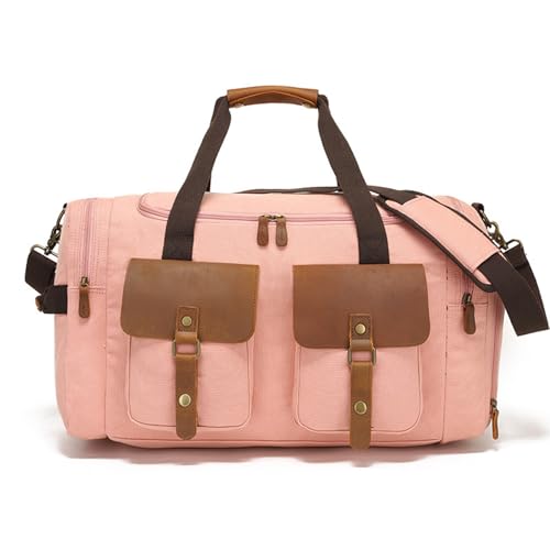 Großkapazität Handtasche Handtasche Reisetasche Sports Tasche Fitnesstasche Männer Duffle Canvas Holdall Weekender über Nacht Gepäck Speichertasche Pink von WAOYANM