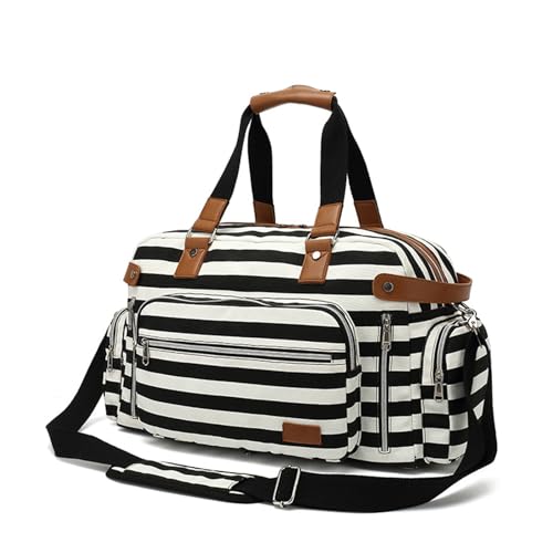 Umhängetasche Handtasche Reisetasche Sports Tasche Fitnesstasche Männer Duffle Leinwand Leder großer Kapazität Holdall Weekender über Nacht Gepäck Speichertasche Black von WAOYANM