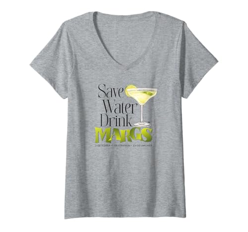 Damen Wasser sparen, Trinken, Margs, lustig T-Shirt mit V-Ausschnitt Damen Wasser sparen, Trinken, Margs, lustig T-Shirt mit V-Ausschnitt von WAQ World