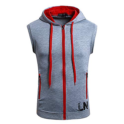 WAQD Herren Mit Kapuze Weste T-Shirt Kapuzenpullover Herren Tank Tops Ärmelloses Einfarbiges Hoodie Cardigan mit Reißverschluss Pullover T-Shirt Bequem Slim Fit Fitness Kapuzenweste von WAQD