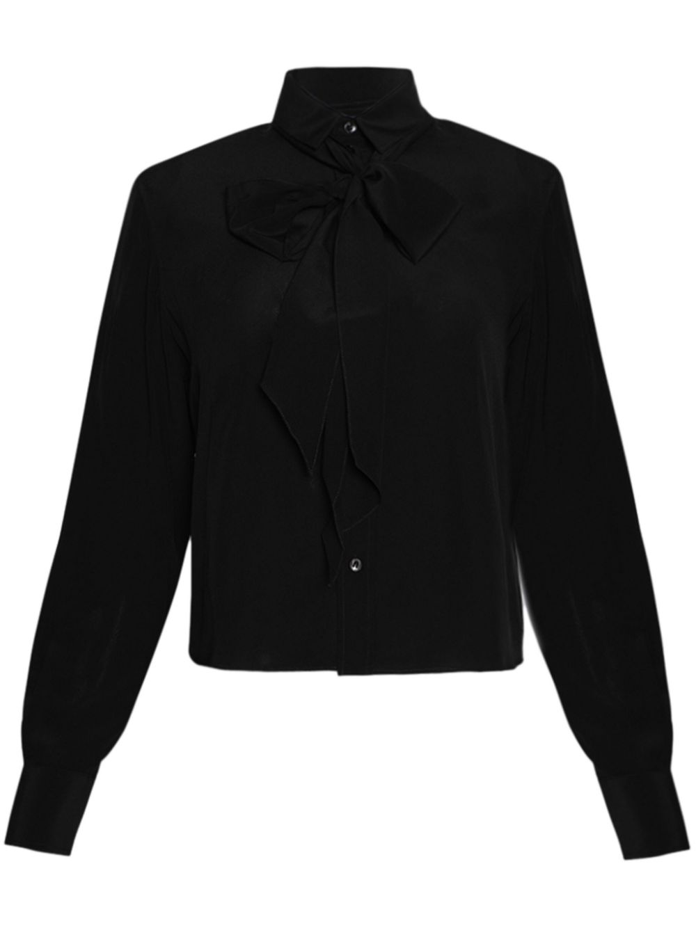 WARDROBE.NYC Bluse aus Seide mit Schaldetail - Schwarz von WARDROBE.NYC