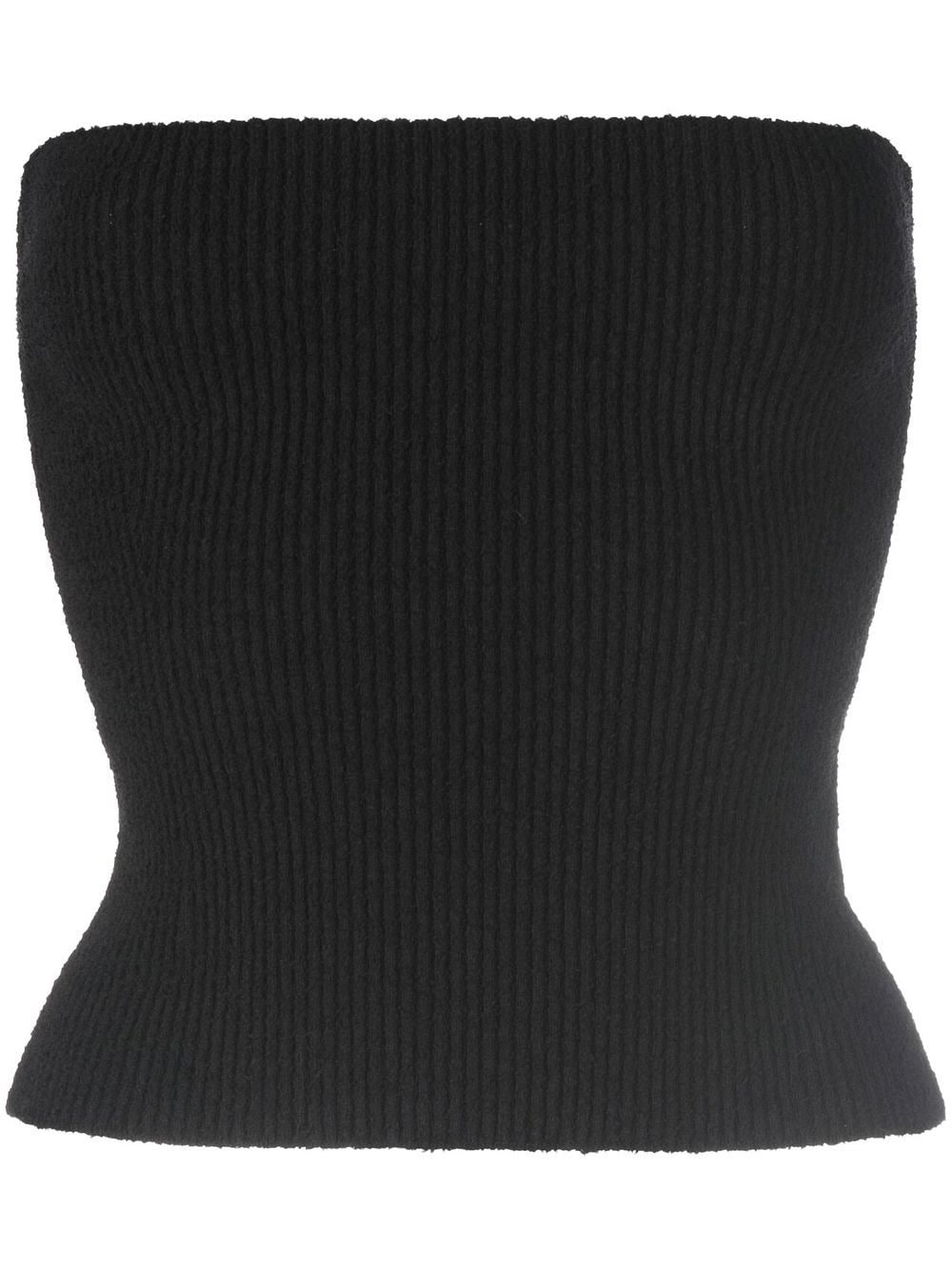 WARDROBE.NYC Bandeau-Top aus geripptem Strick - Schwarz von WARDROBE.NYC