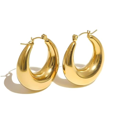 WARIDAR Elegante Kreolen, 18 Karat vergoldet, Emaille, hypoallergen, lebendig, leicht, geniales Design, passende Größe für Damen, Gelbgold, Kein Edelstein WARIDAR Elegante Kreolen, 18 Karat vergoldet, Emaille, hypoallergen, lebendig, leicht, geniales Design, passende Größe für Damen, Gelbgold, Kein Edelstein von WARIDAR