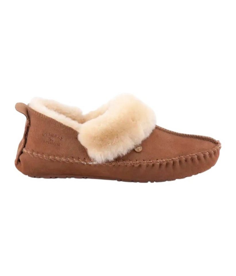 WARMBAT Barrine Suede (Wildleder, Merinowolle) cognac braun Damen Hausschuh von WARMBAT