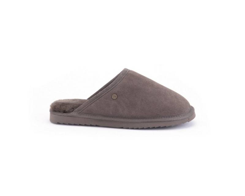 WARMBAT Pantoffel Classic Suede mit Merino Schaffell pepplebraun Hausschuh von WARMBAT