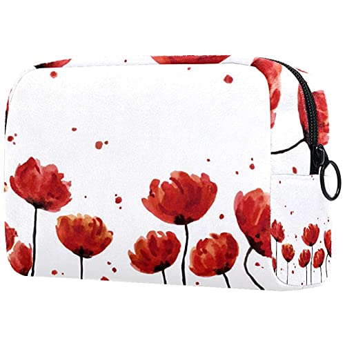 Rote Mohnblumen Mohnblumen Kulturbeutel Reiseorganisator Kosmetiktasche Für Damen von WARMFM