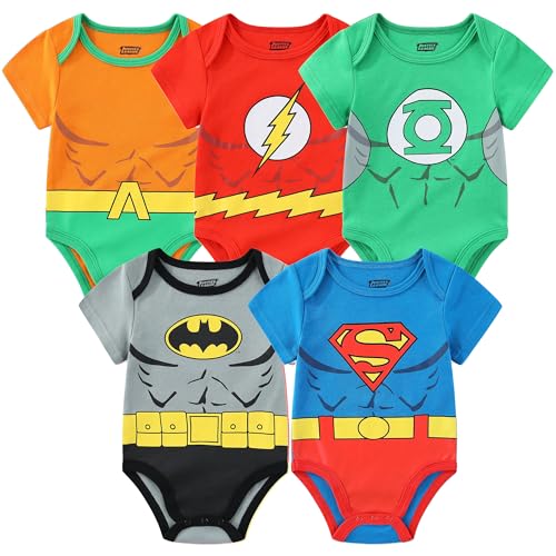 WARNER BROS Justice League Baby-Creepers für Jungen, 5 Stück, Batman, Superman, Flash, Aquaman und grüne Laterne, Grau/Rot/Blau/Orange/Grün, 24 Monate WARNER BROS Justice League Baby-Creepers für Jungen, 5 Stück, Batman, Superman, Flash, Aquaman und grüne Laterne, Grau/Rot/Blau/Orange/Grün, 24 Monate von WARNER BROS