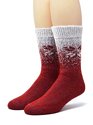 WARRIOR ALPACA SOCKS - Unisex Toasty Toes Ultimate Alpaka Socken für Damen und Herren, Rote Schneeflocke, Large von WARRIOR ALPACA SOCKS