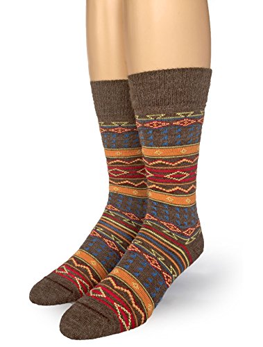 Warrior Alpaca Socks - Alpakawolle Kleidersocken, Designer Serie - Desert Design - Braun - Large von WARRIOR ALPACA SOCKS