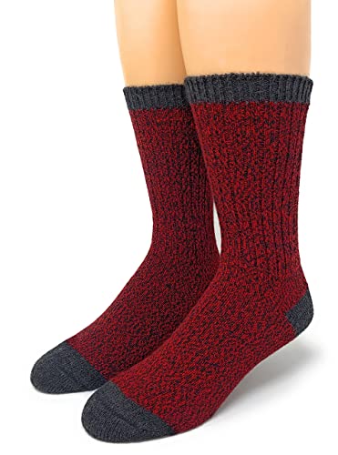 Warrior Alpaca Socks - Unisex Base Camp Alpaka Wolle Wandersocken für Damen & Herren, Charcoal/Rot, Medium von WARRIOR ALPACA SOCKS