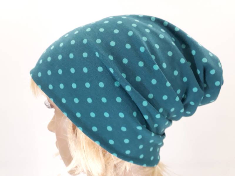 4 Jahreszeiten Beanie, Punkte Polka Dots, Weiche, Leicht Mütze Zum Wenden Die Dich Behütet, Feinstrick Jersey, Beliebte Geschenk von WARZOG