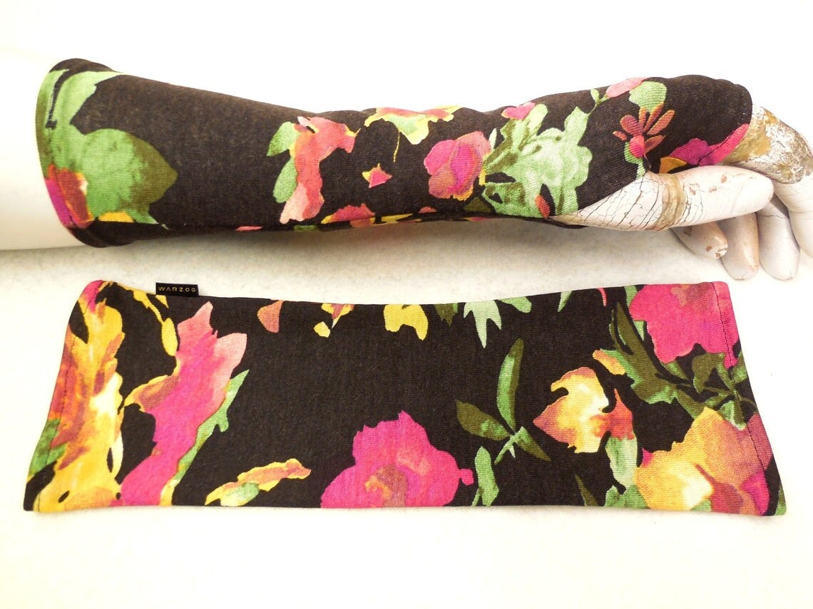 Blumen Armstulpen, Weiche, Baumwolle Jersey Handschuhe, Ideal Zu Kleidern, Unter Oder Über Einen Pulli Behaglich, Das Beliebte Geschenk von WARZOG