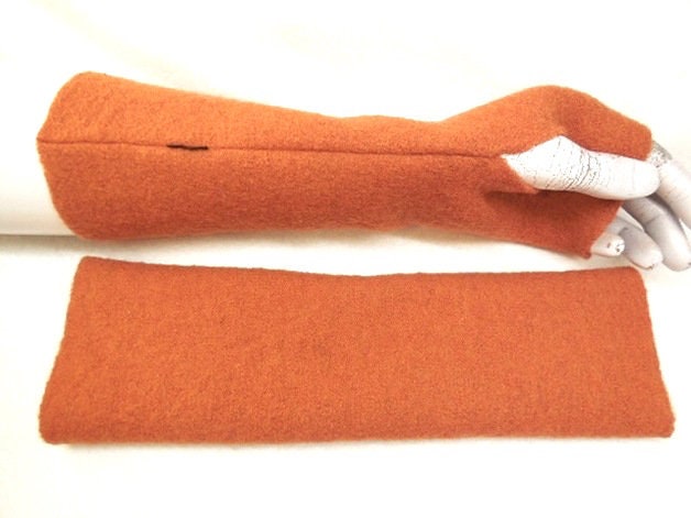 Orange Warme Handschuhe, Dicke, Weiche Kochwolle Langlebig, Wolle, Stabil Wollwalk, Loden Armstulpen, Schön Angenehm Zu Tragen Geschenk von WARZOG