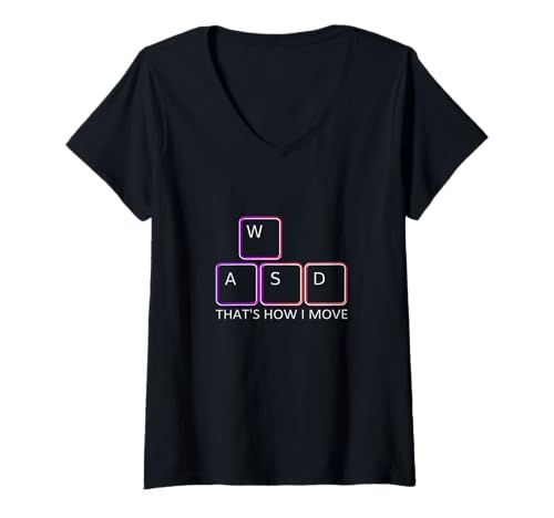 Damen WASD Gaming Design - Kultige PC Gamer Tastatur Grafik T-Shirt mit V-Ausschnitt Damen WASD Gaming Design - Kultige PC Gamer Tastatur Grafik T-Shirt mit V-Ausschnitt von WASD Gaming Designs für PC Spieler und Zocker