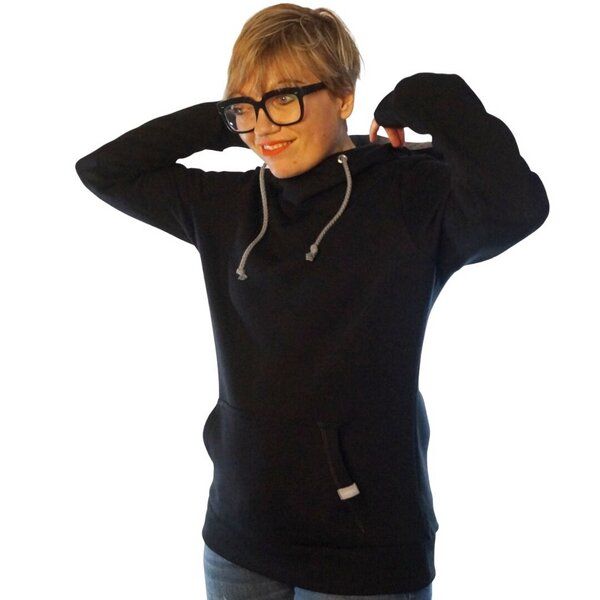 WASNI Frauen-Hoodie mit Schalkragen, made in Esslingen aus 100% Biobaumwolle von WASNI