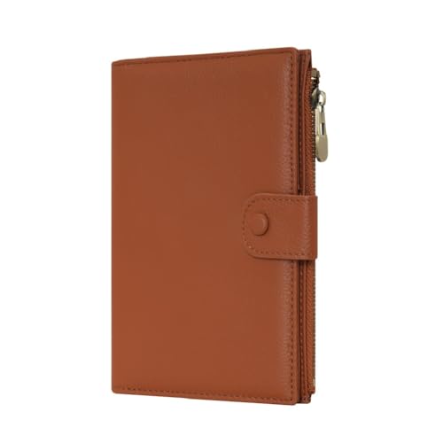 WASON Reisepasshülle aus Leder – Passhülle mit Reißverschlussfach für Ausweis, Bordkarte, Ticket, Bargeld, SD-Karte und Reiseutensilien für Männer und Frauen (Brown) von WASON
