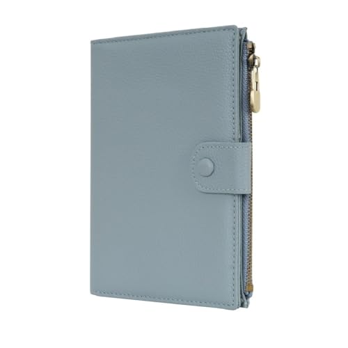 WASON Reisepasshülle aus Leder – Passhülle mit Reißverschlussfach für Ausweis, Bordkarte, Ticket, Bargeld, SD-Karte und Reiseutensilien für Männer und Frauen (Light Blue) von WASON