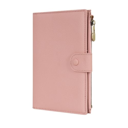 WASON Genuine Leather Passport Cover Travel Wallet – Passport Holder Slot with Zipper Pocket for lD, Boarding Pass,Ticket, Cash, SD Card, Travel Essentials for Men and Women (Pink) von WASON