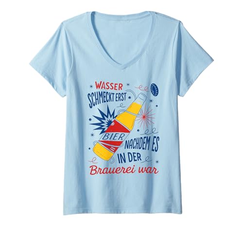 Damen Wasser SCHMECKT ERST NACHDEM ES IN DER BRAUEREI WAR X Bier T-Shirt mit V-Ausschnitt Damen Wasser SCHMECKT ERST NACHDEM ES IN DER BRAUEREI WAR X Bier T-Shirt mit V-Ausschnitt von WASSER SCHMECKT ERST WENN ES IN DER BRAUEREI WAR