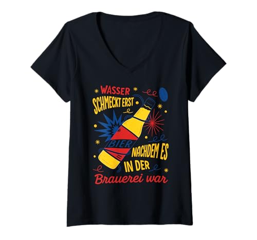 Damen Wasser SCHMECKT ERST NACHDEM ES IN DER BRAUEREI WAR X Bier T-Shirt mit V-Ausschnitt Damen Wasser SCHMECKT ERST NACHDEM ES IN DER BRAUEREI WAR X Bier T-Shirt mit V-Ausschnitt von WASSER SCHMECKT ERST WENN ES IN DER BRAUEREI WAR